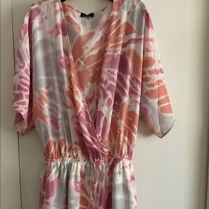 Elegant Pink and Orange Midi Dress